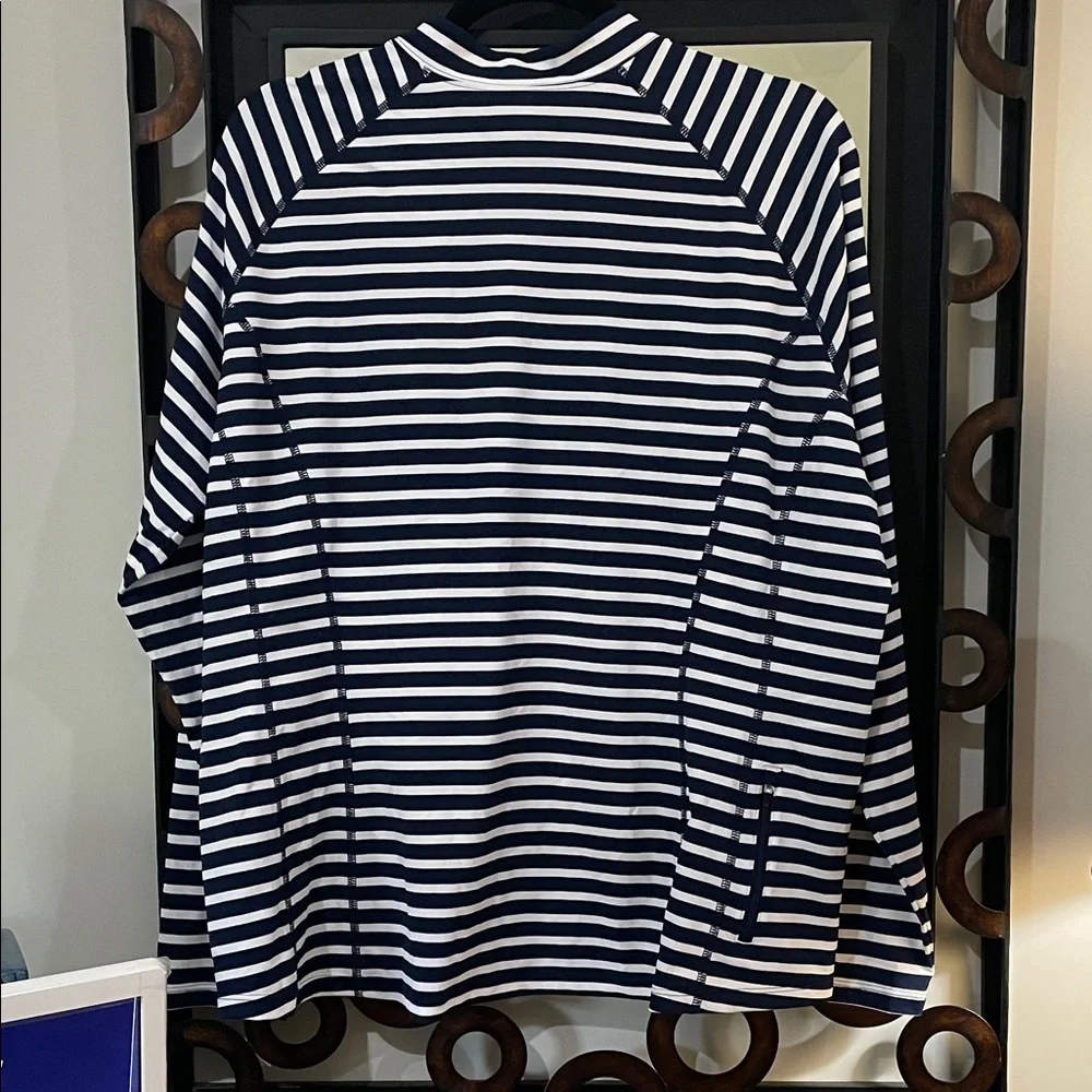 Coolibar Blue and White Striped Long-Sleeve Rash Guard - Picture 13 of 14